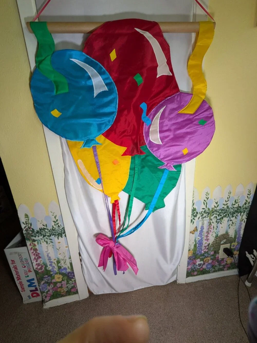 Vtg 1993 Applique Balloon Bouquet Birthday Party Nylon House Banner Flag 31x46